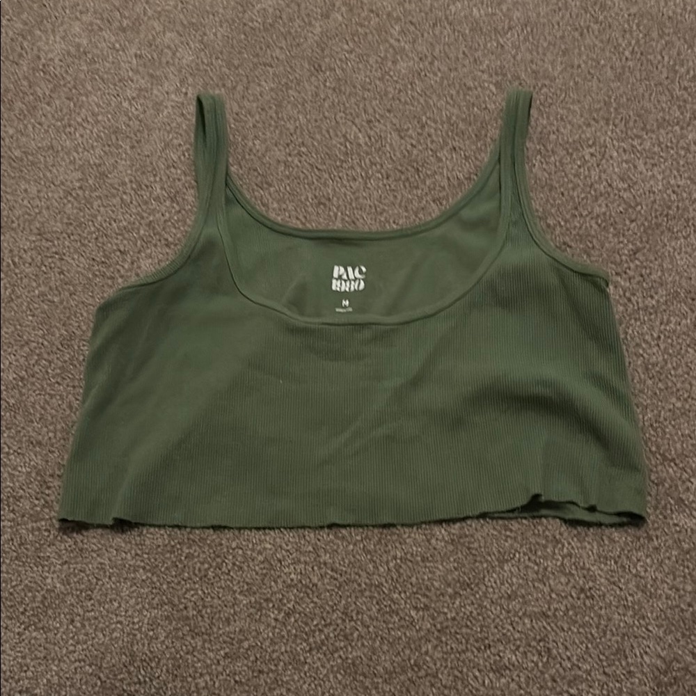 PacSun Green Ribbed Crop Top